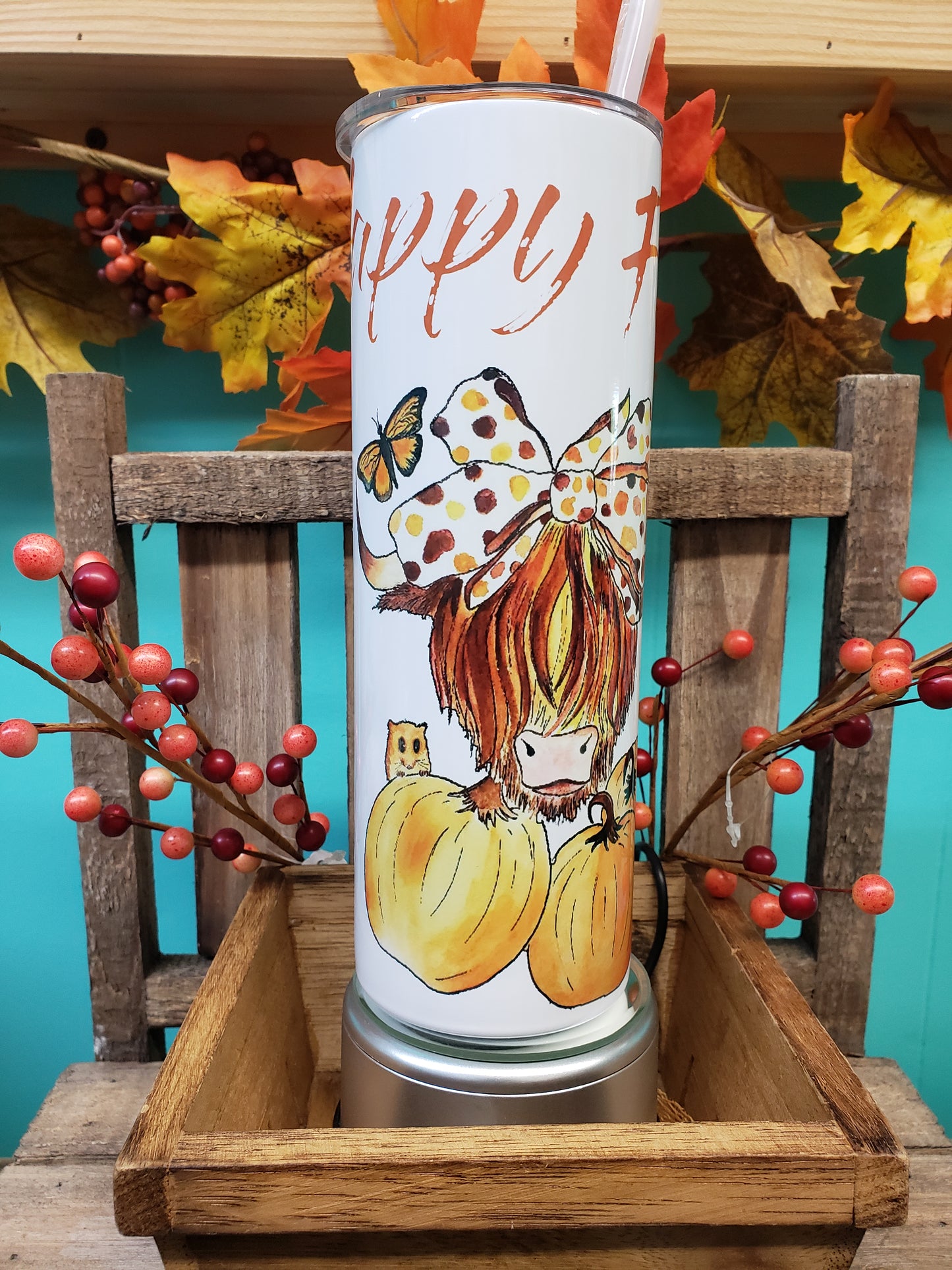 Highland Cow Happy Fall 20oz Tumbler